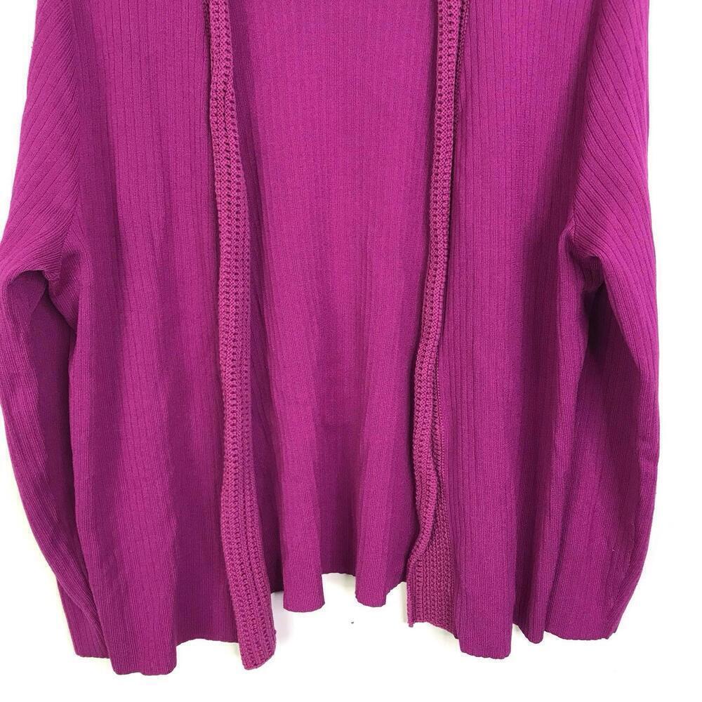 Ann Taylor Cardigan Sweater Womens XXL Crochet Open Deep Purple Corpcore - Picture 4 of 8